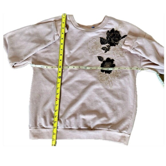 APT 9 Y2K Sweater Womens Small Pink Floral Embroidered Pullover Sequin Detail - Picture 7 of 7